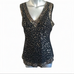 Vintage Silk Sequin Danier Sleeveless Holiday Top